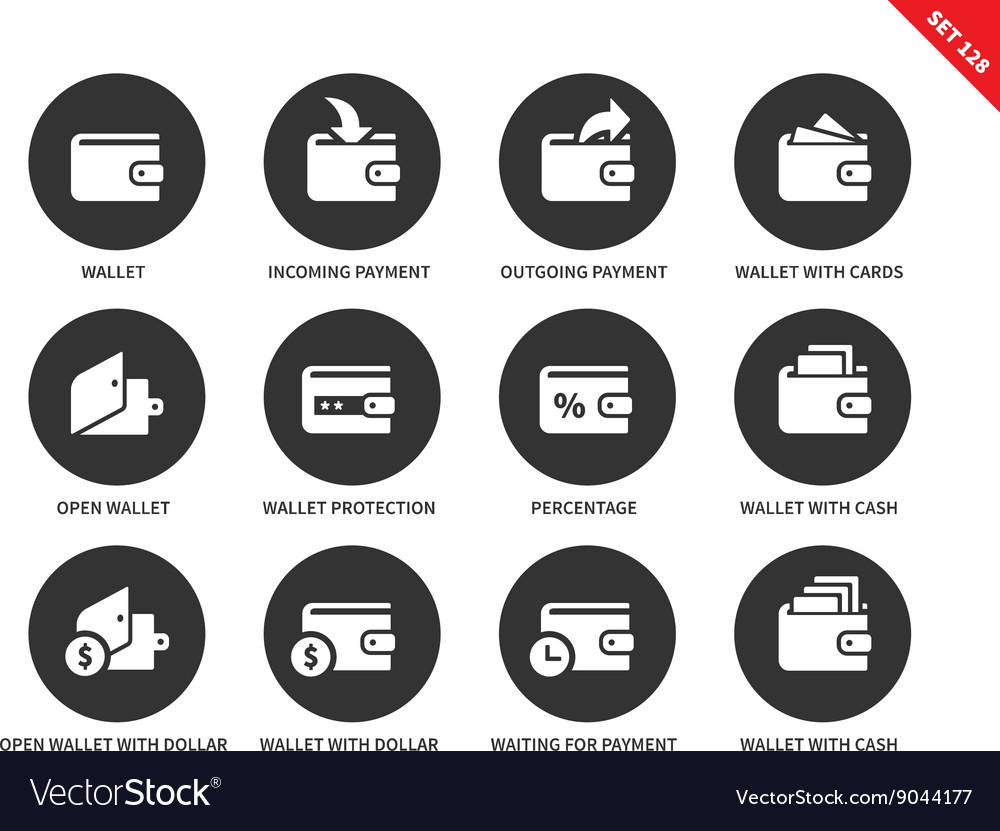 Wallet icons on white background