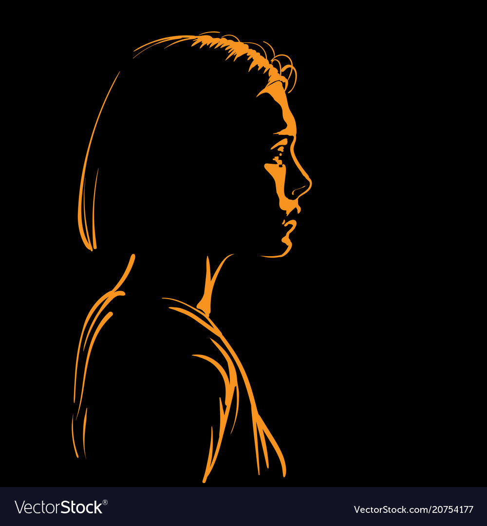 Woman face silhouette in backlight Royalty Free Vector Image