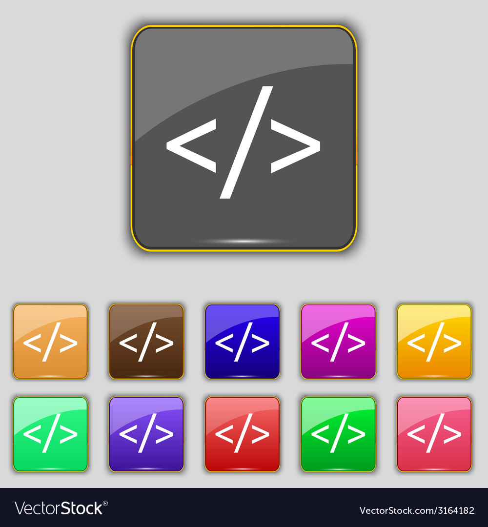 Code sign icon programming language symbol set