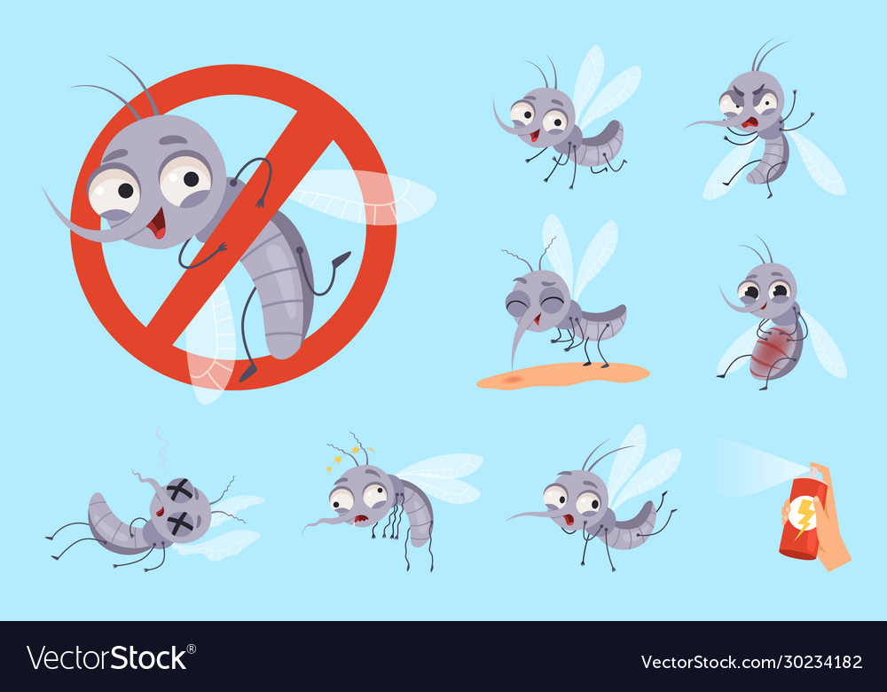 Dangerous mosquito bugs and warning flyings Vector Image