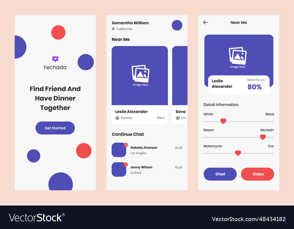 Dating ui design template Royalty Free Vector Image