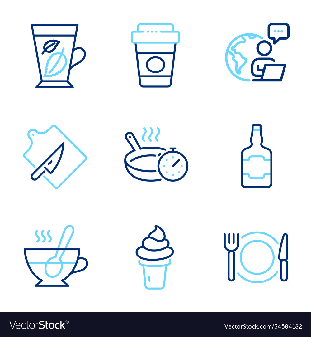 Food and drink icons set included icon as mint