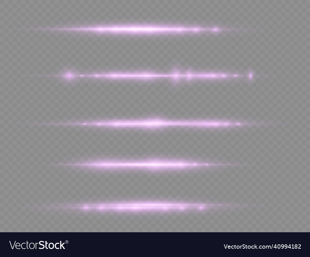 Horizontal violet light rays flash purple line Vector Image