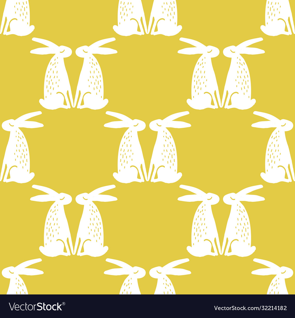 Seamless hand drawn pattern with rabbits