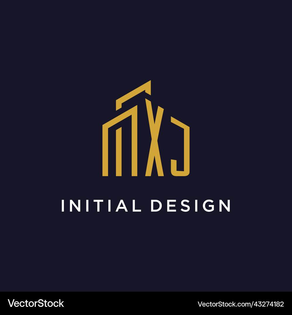 Xj initial monogram with building logo design Vector Image