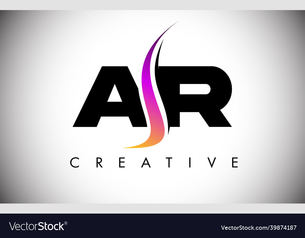 Ar letter logo design with creative shoosh