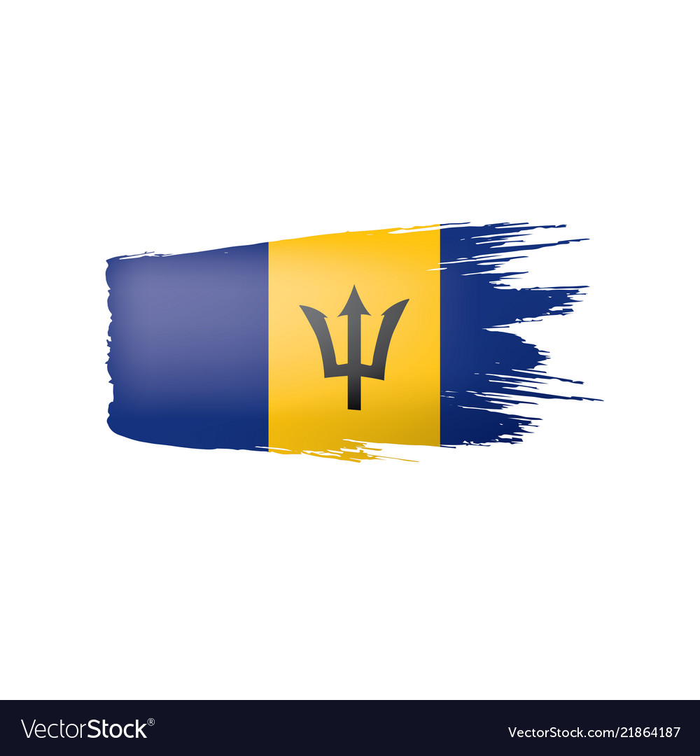 Barbados flag on a white