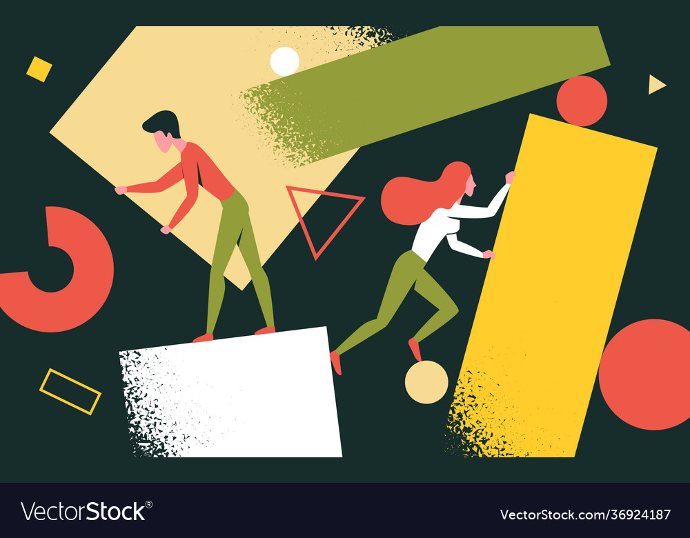 Creative problem solving people holding abstract vector image
