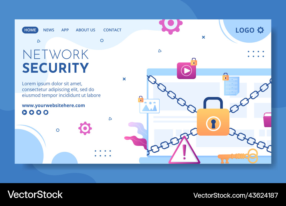 Cyber security social media landing page template Vector Image
