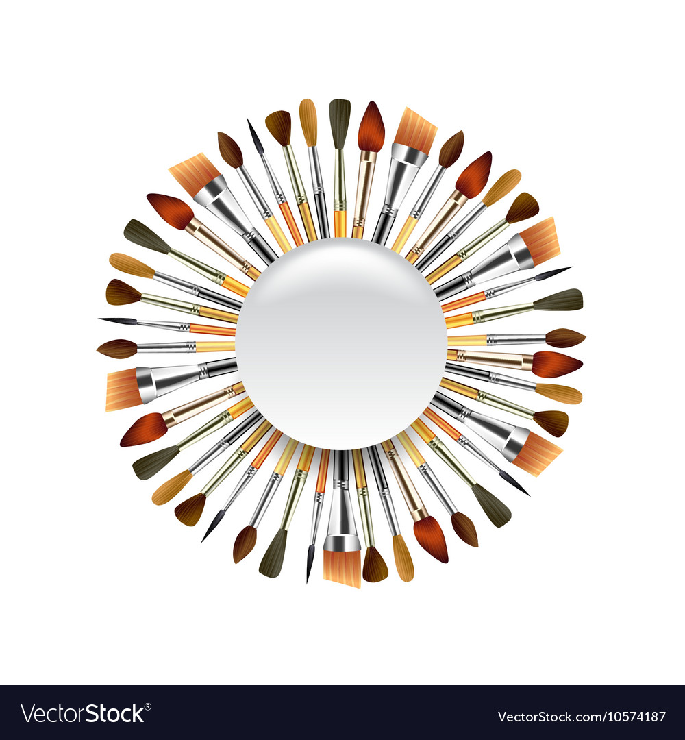 Different paint brushes in the circle isolated on Vector Image
