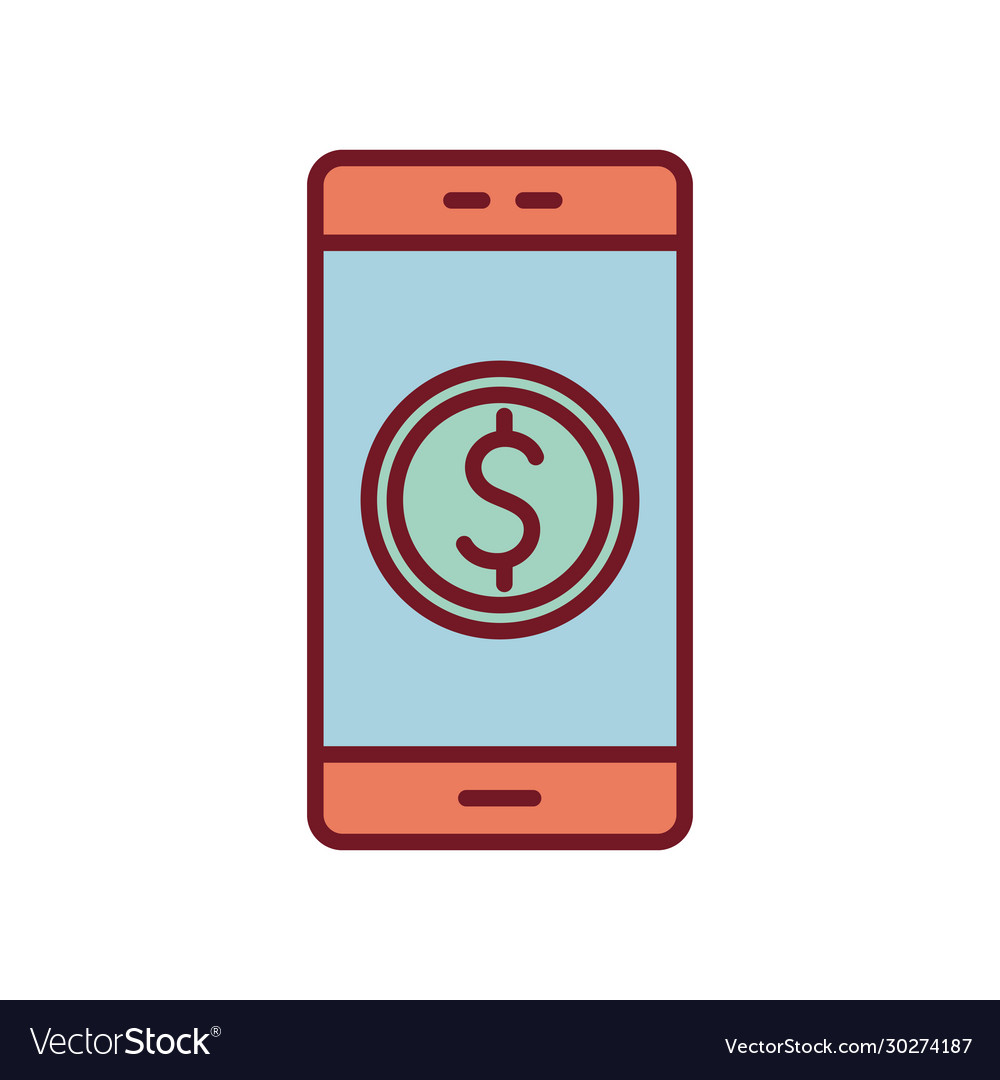 Isolated smartphone with dollar symbol line