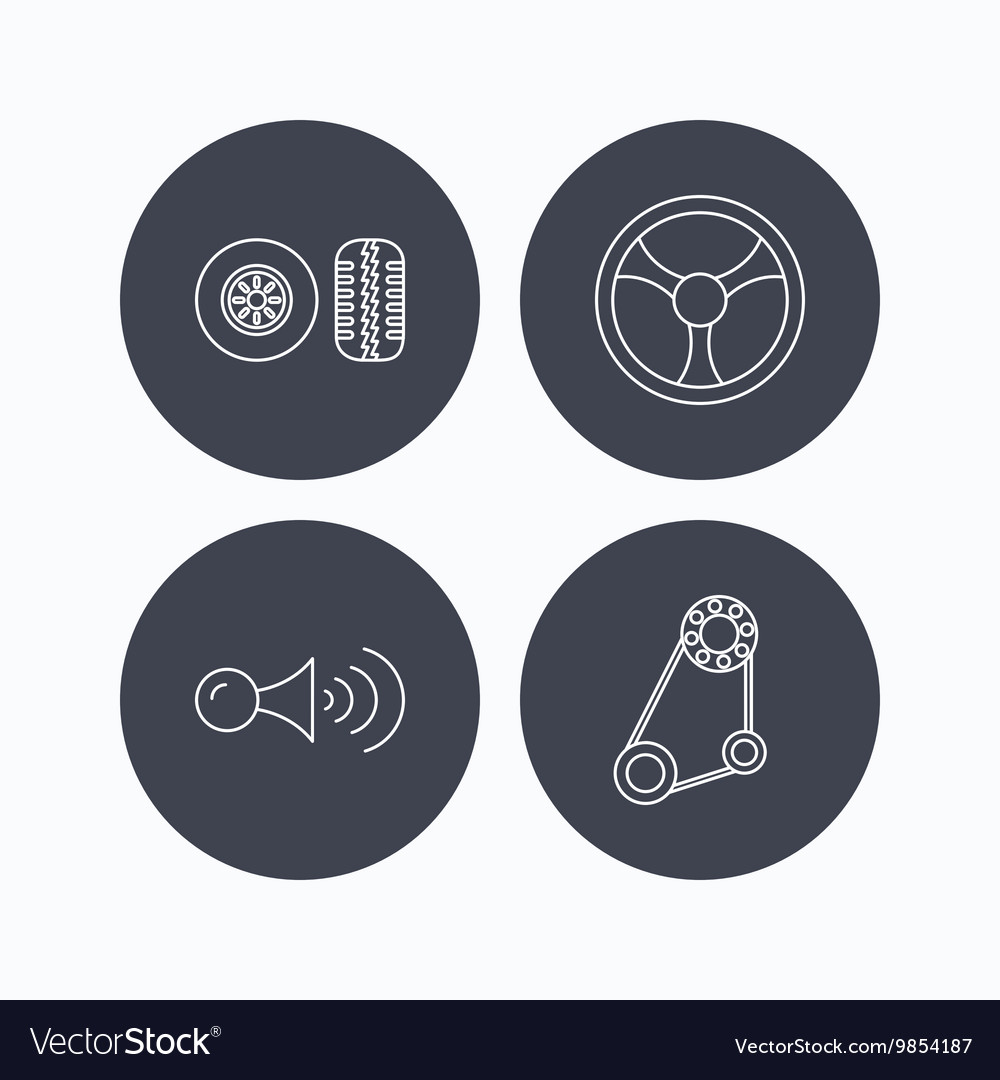 Klaxon signal tire and steering wheel icons Vector Image