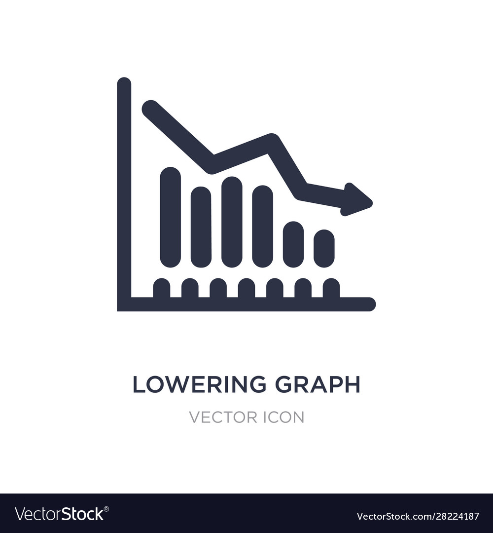 Lowering graph icon on white background simple