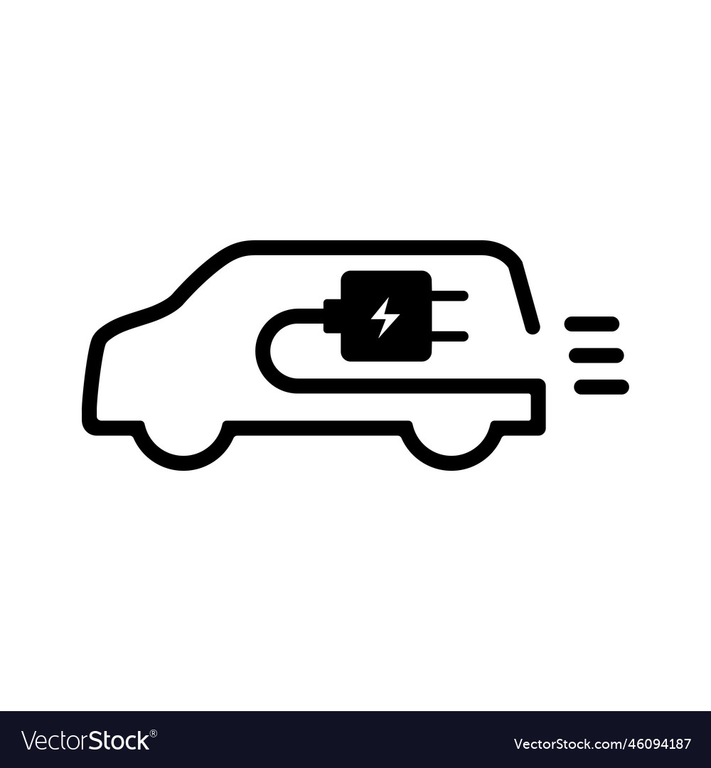 Outline electric car icon isolated flat design