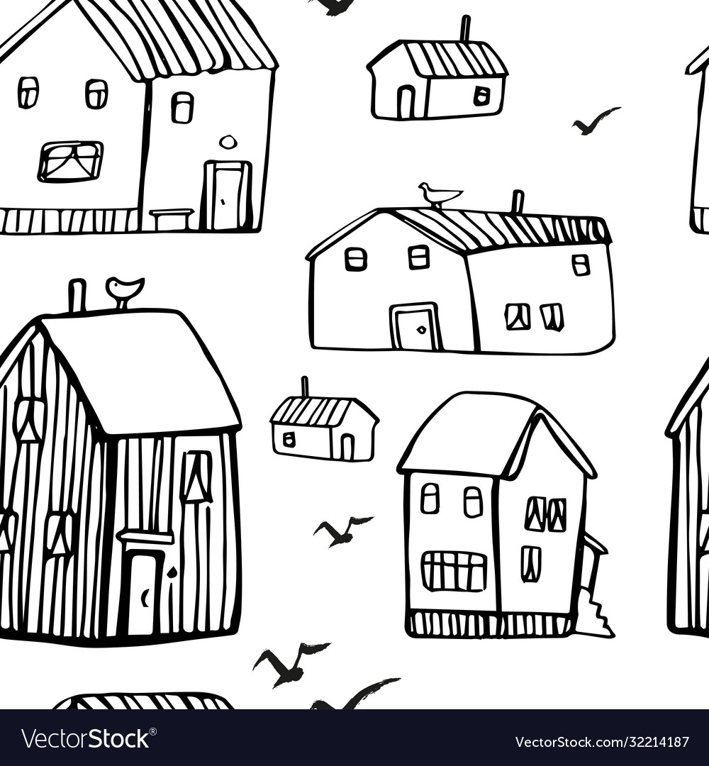 Seamless pattern with houses