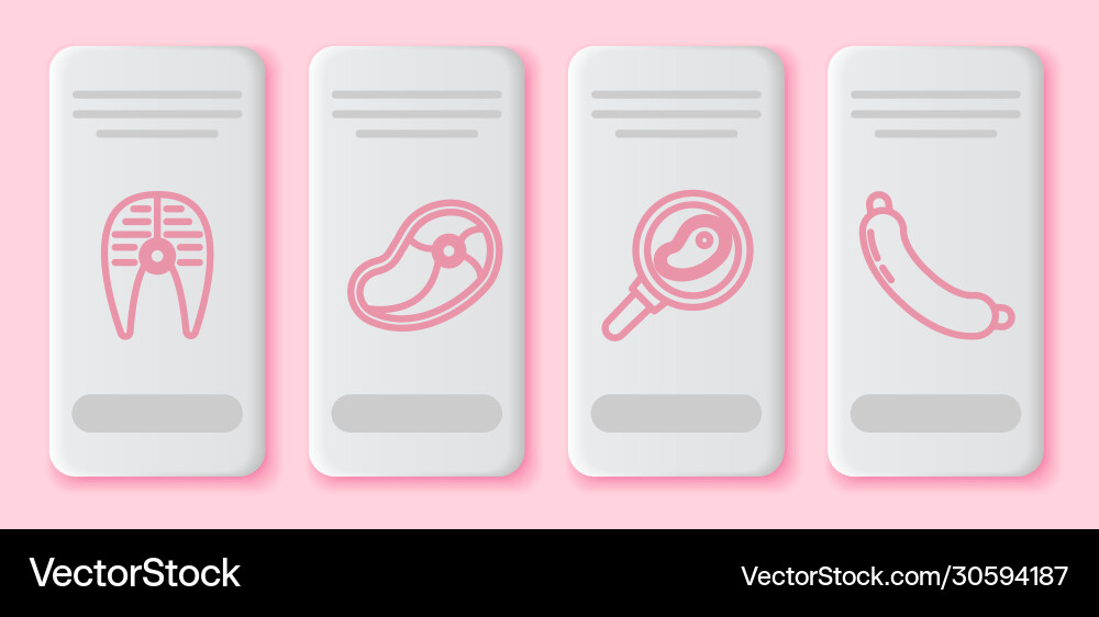 Set line fish steak steak meat steak meat Vector Image