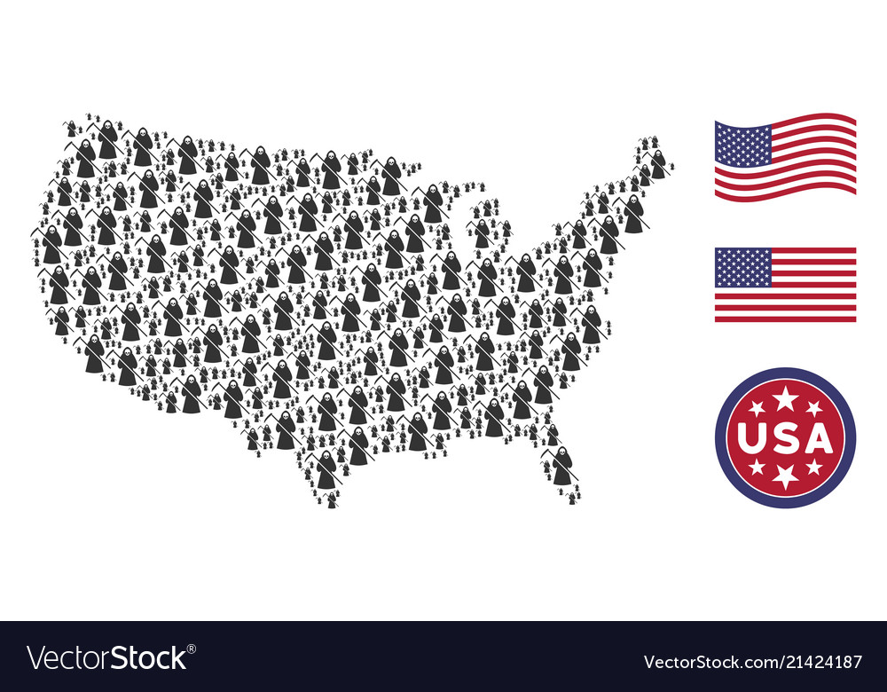 United states map collage of death scytheman Vector Image