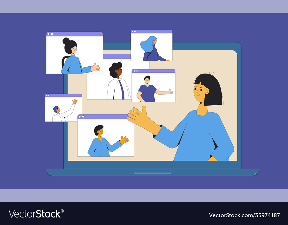 Video call conference online meeting colleges Vector Image