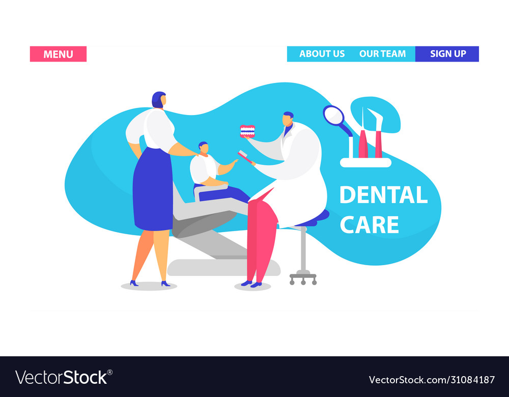 Visit dentist cartoon flat