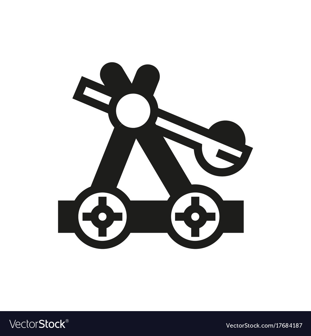 Wooden catapult icon on white background Vector Image