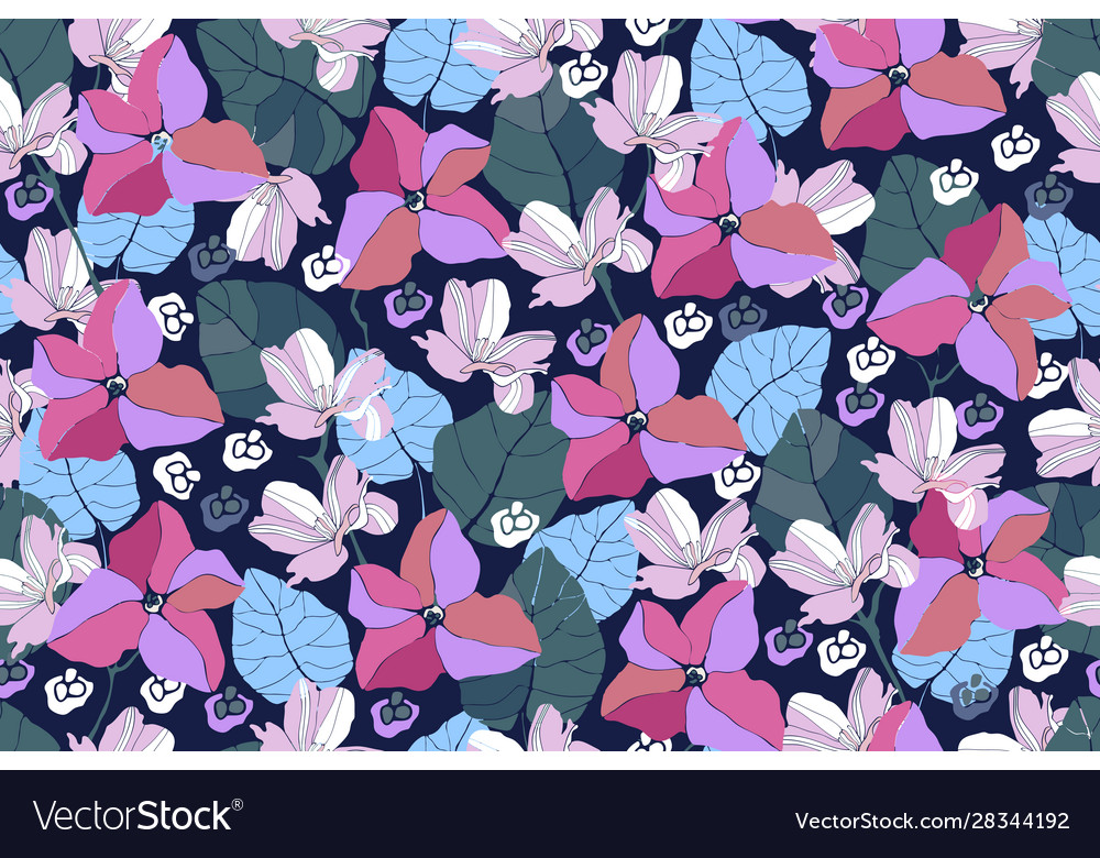 Art floral seamless pattern spring flowers