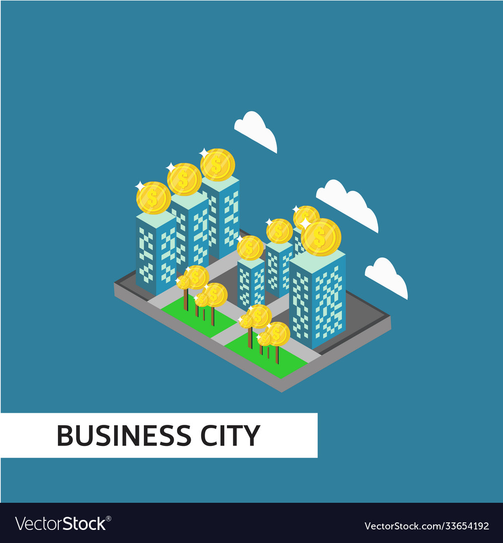 Business city isometric template design Royalty Free Vector