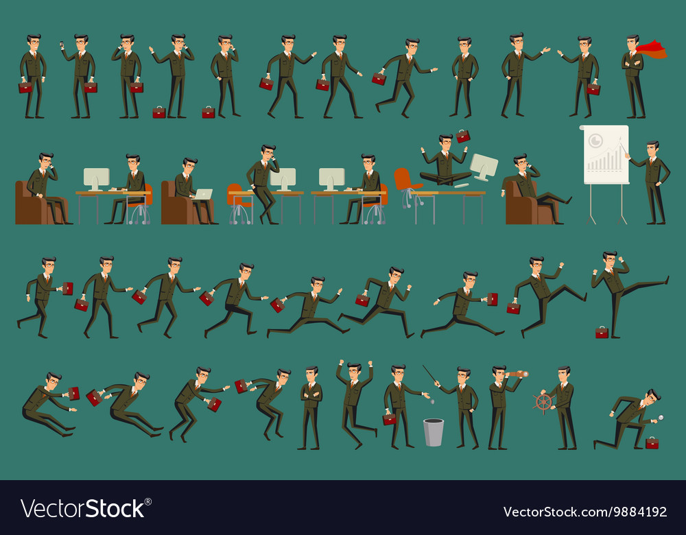 Business man isolated set male people Royalty Free Vector