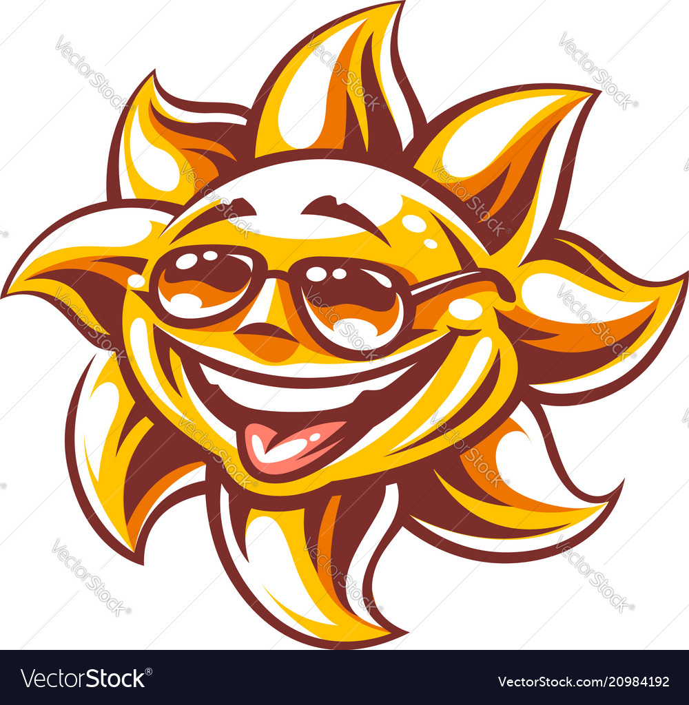 Cartoon happy sun art Royalty Free Vector Image