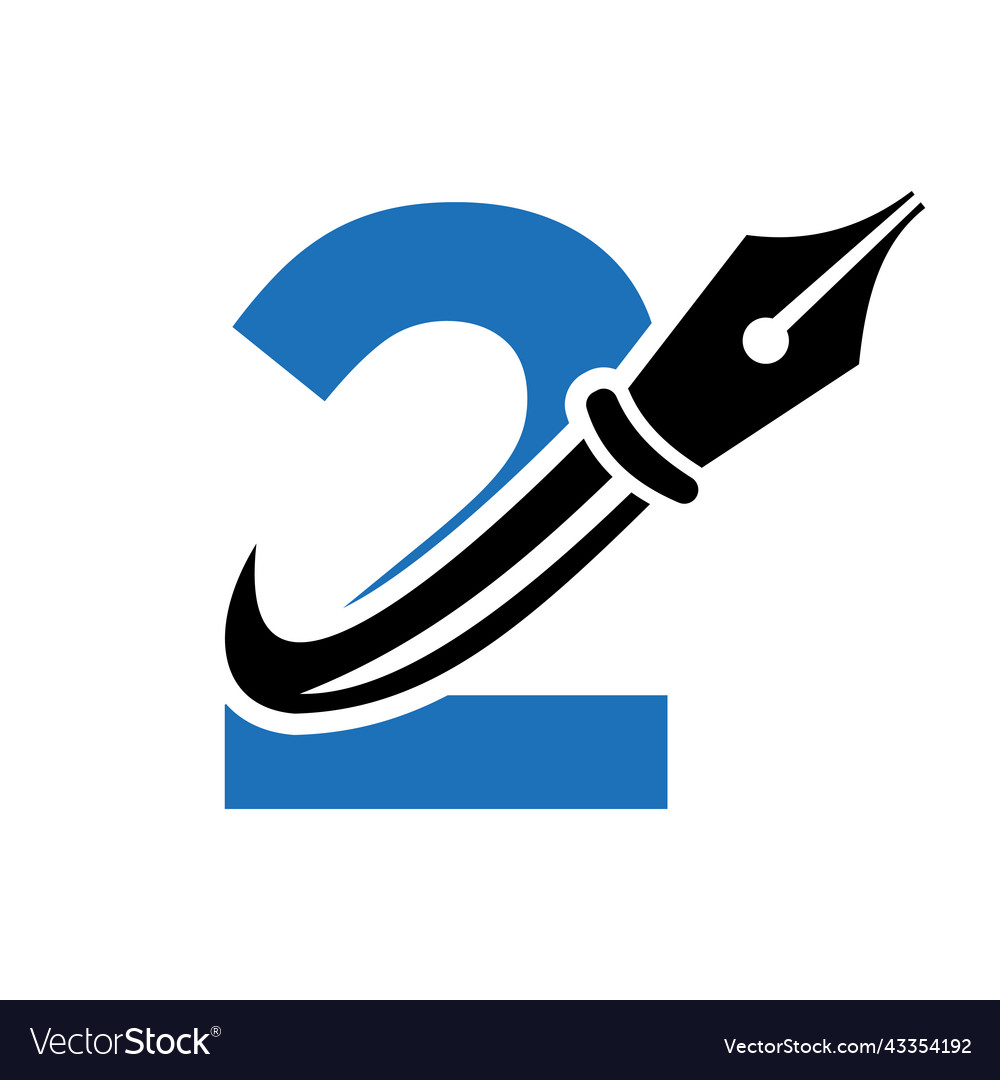 Education logo on letter 2 concept with pen nib