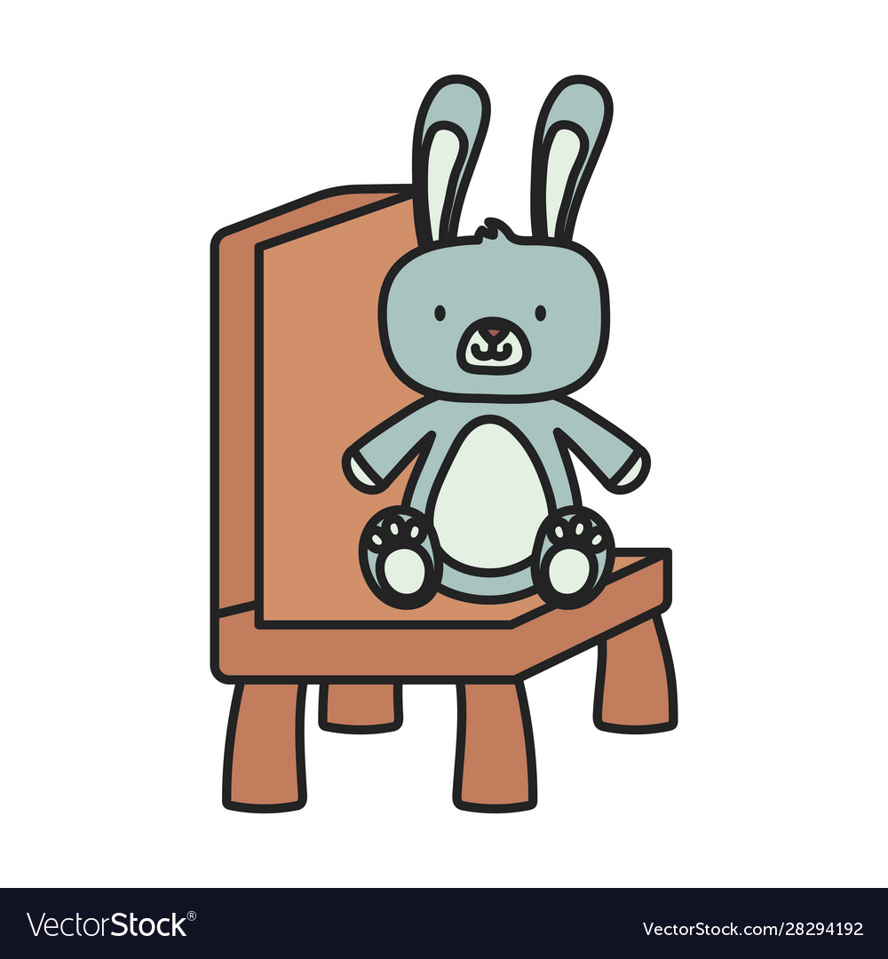 Kids toy cute rabbit sitting on chair