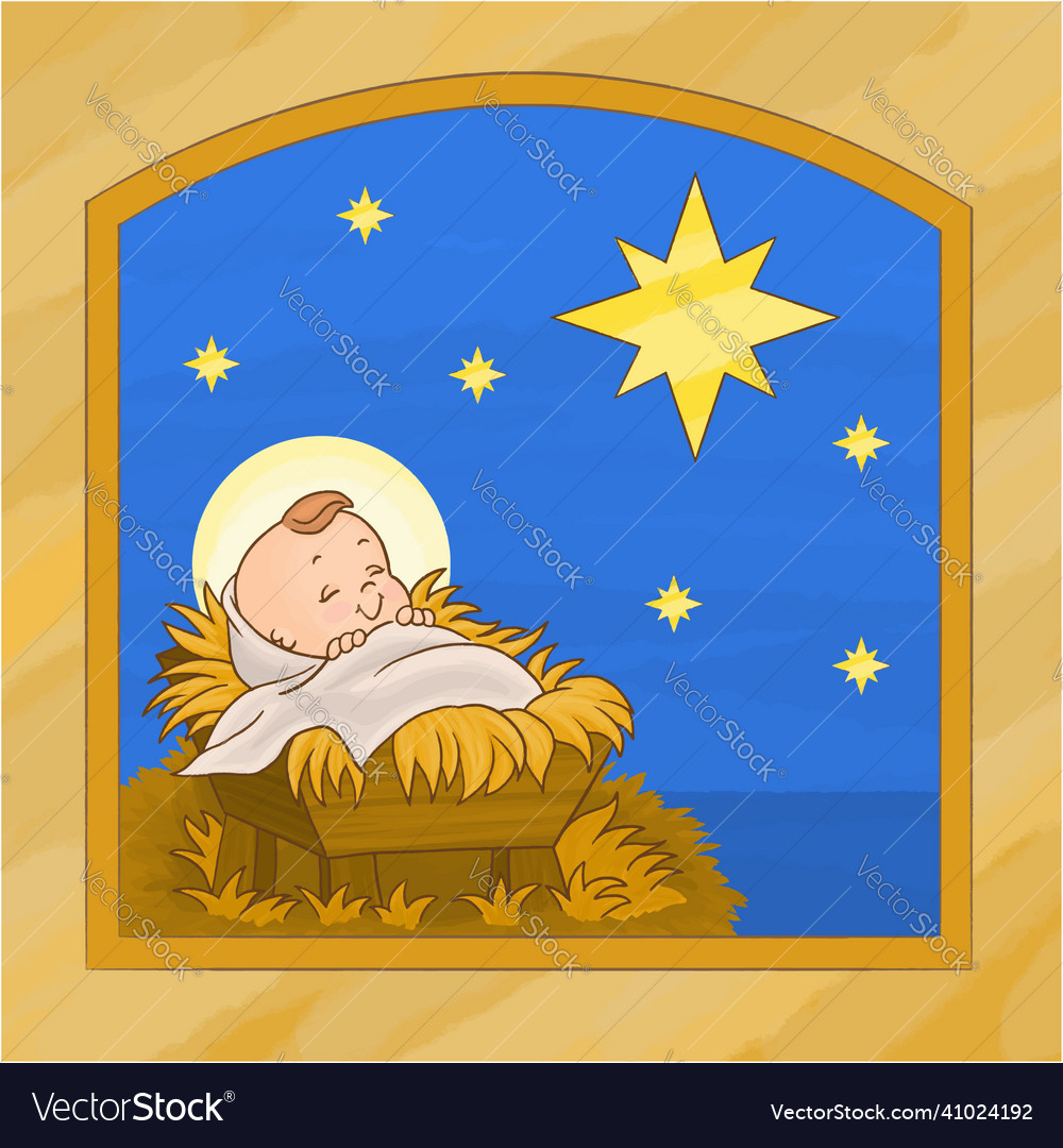 Kleine Baby-Jesus auf der Manger Weihnachten Nacht s