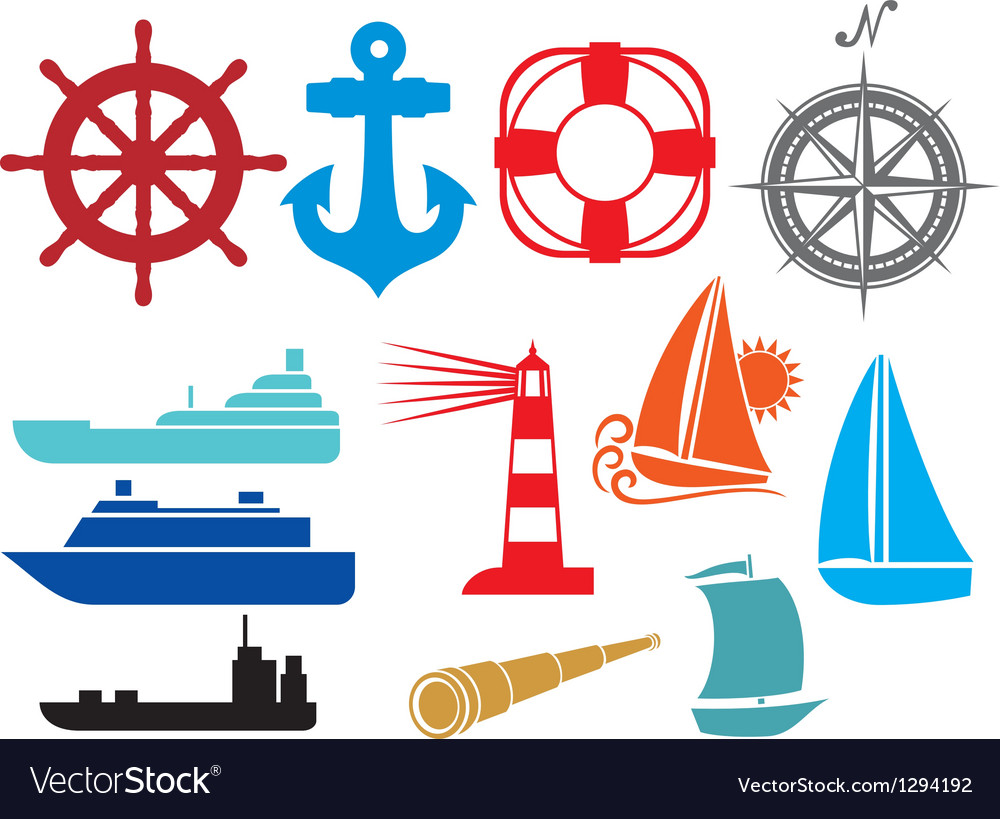 Nautical and marine icons Royalty Free Vector Image