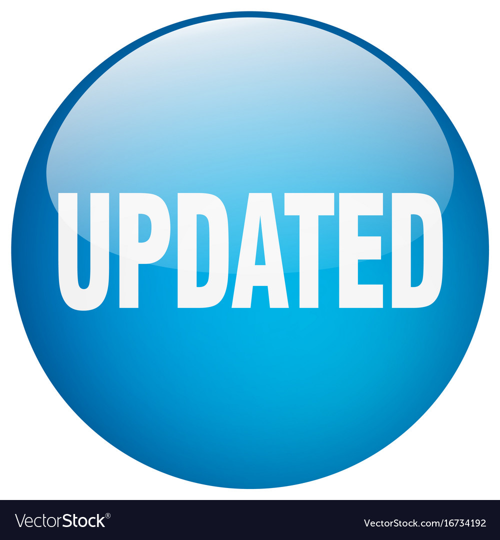 Updated blue round gel isolated push button Vector Image