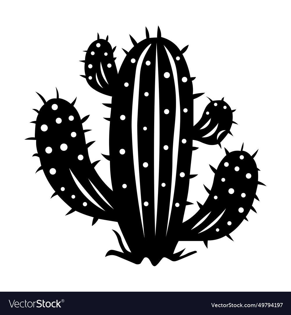 Cactus black icon on white background Royalty Free Vector