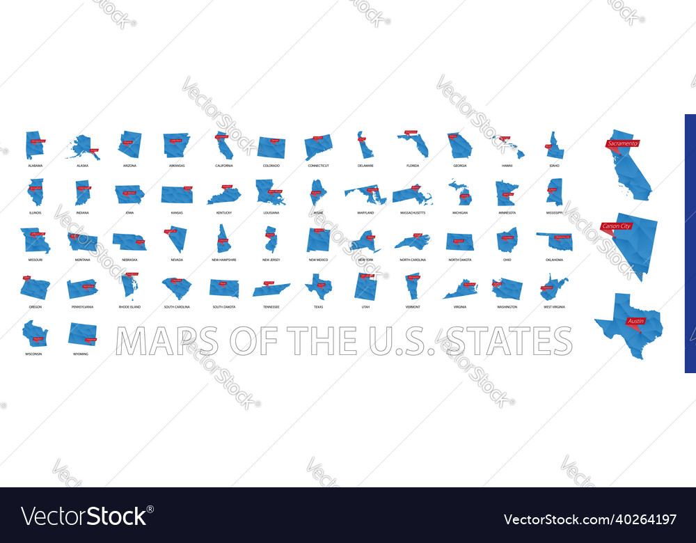 Collection of low-polygon maps us states