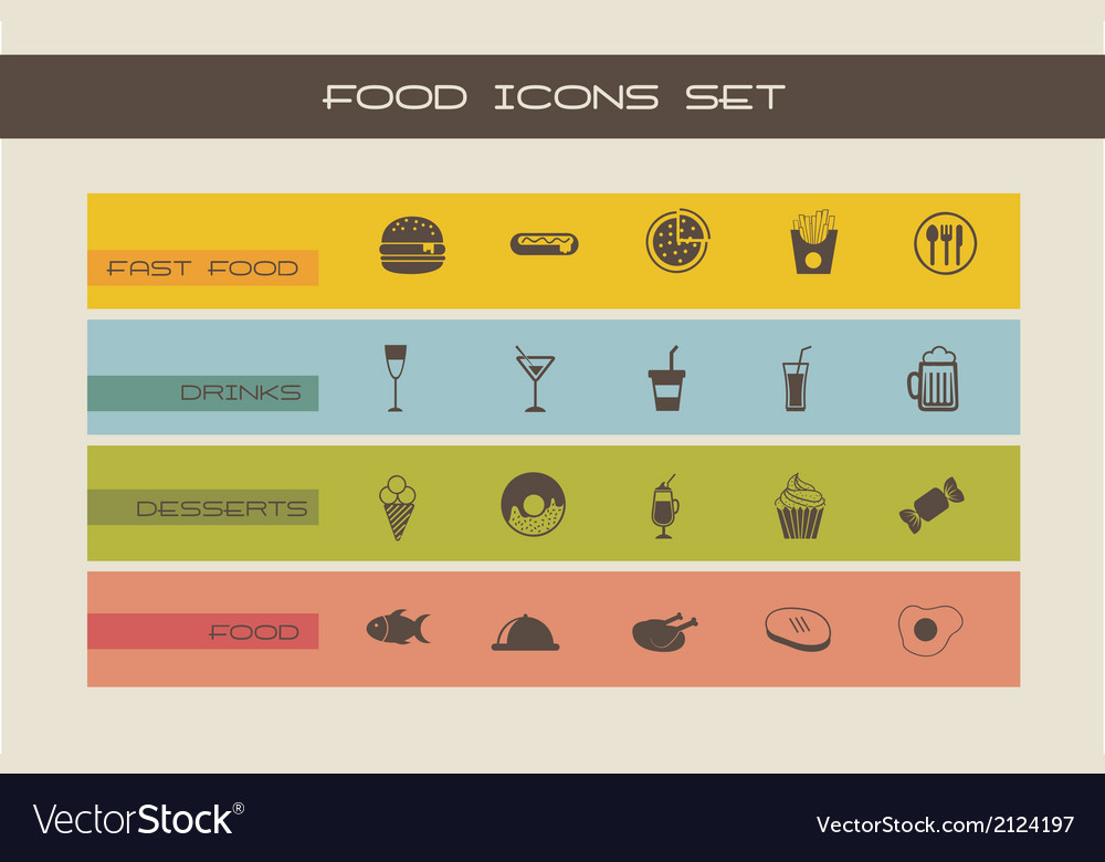 Fast food icons vintage style