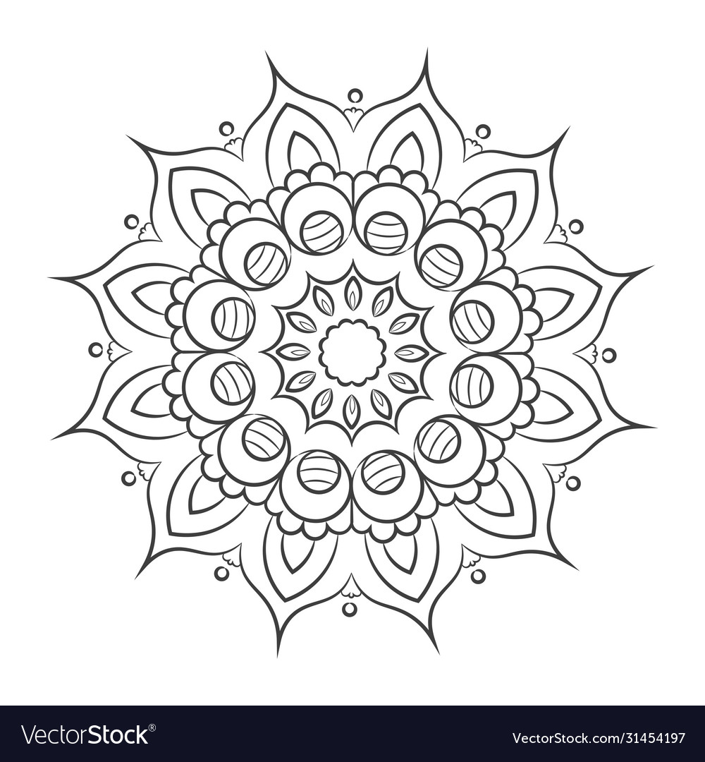 Floral pattern mandala outline