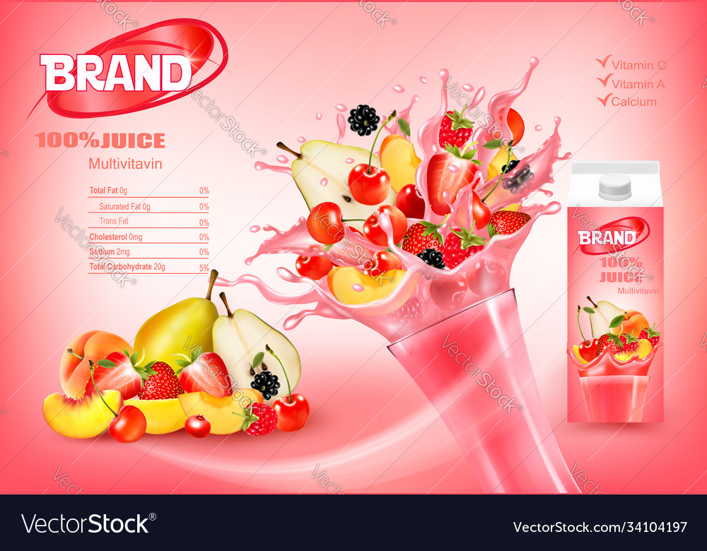 Fresh fruits and forest berries in splash