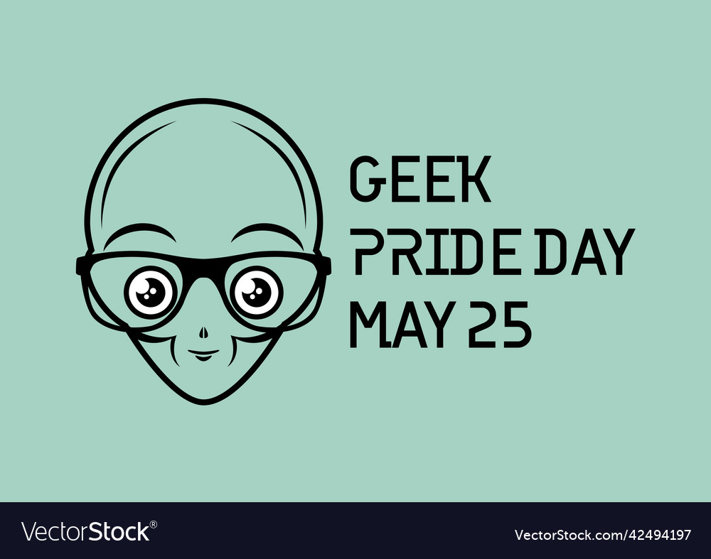 Geek pride day alien head nerd glasses icon