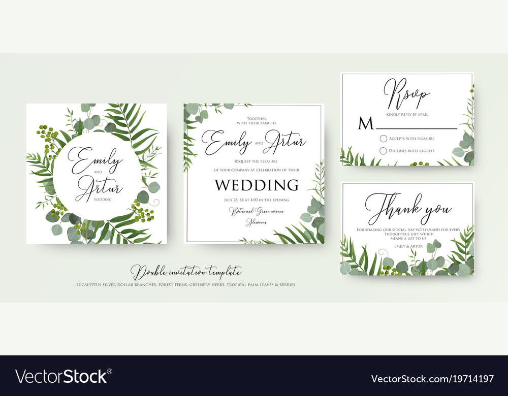 Greenery Floral Wedding Invitation Thank You Cards