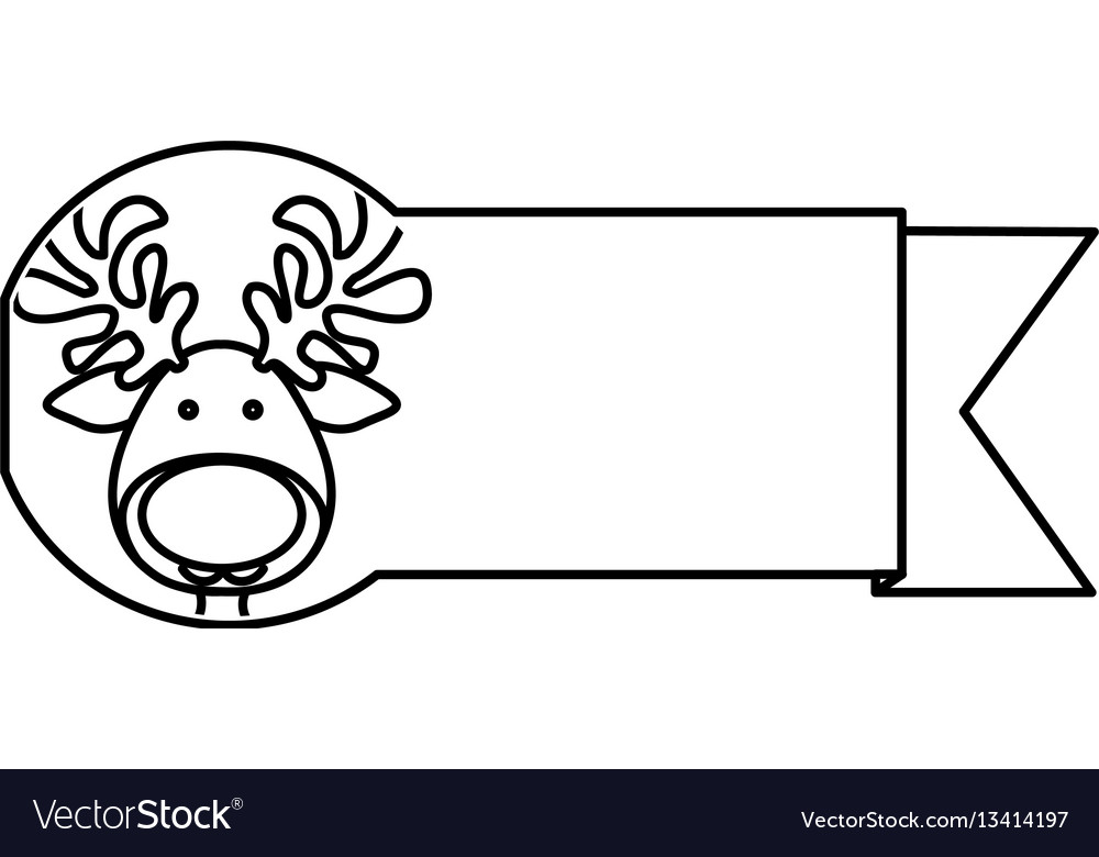 Silhouette ribbon with face reindeer christmas Vector Image