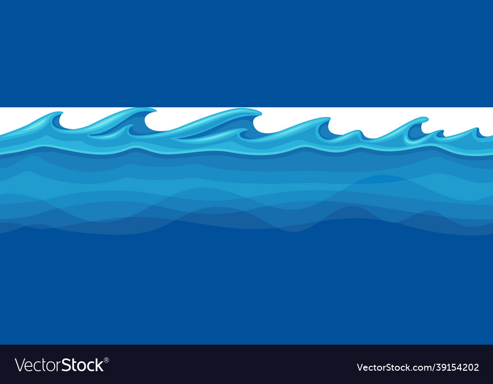 Blue water surface with curved waves Royalty Free Vector