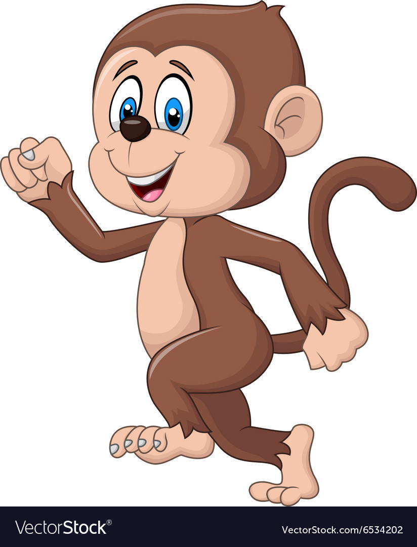 Cartoon funny monkey running isolated Royalty Free Vector