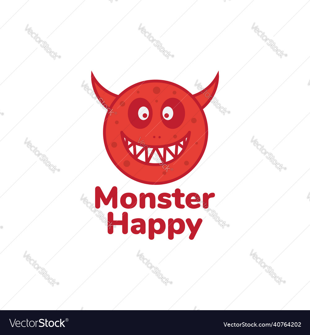 Cute monster face orange with horn logo design