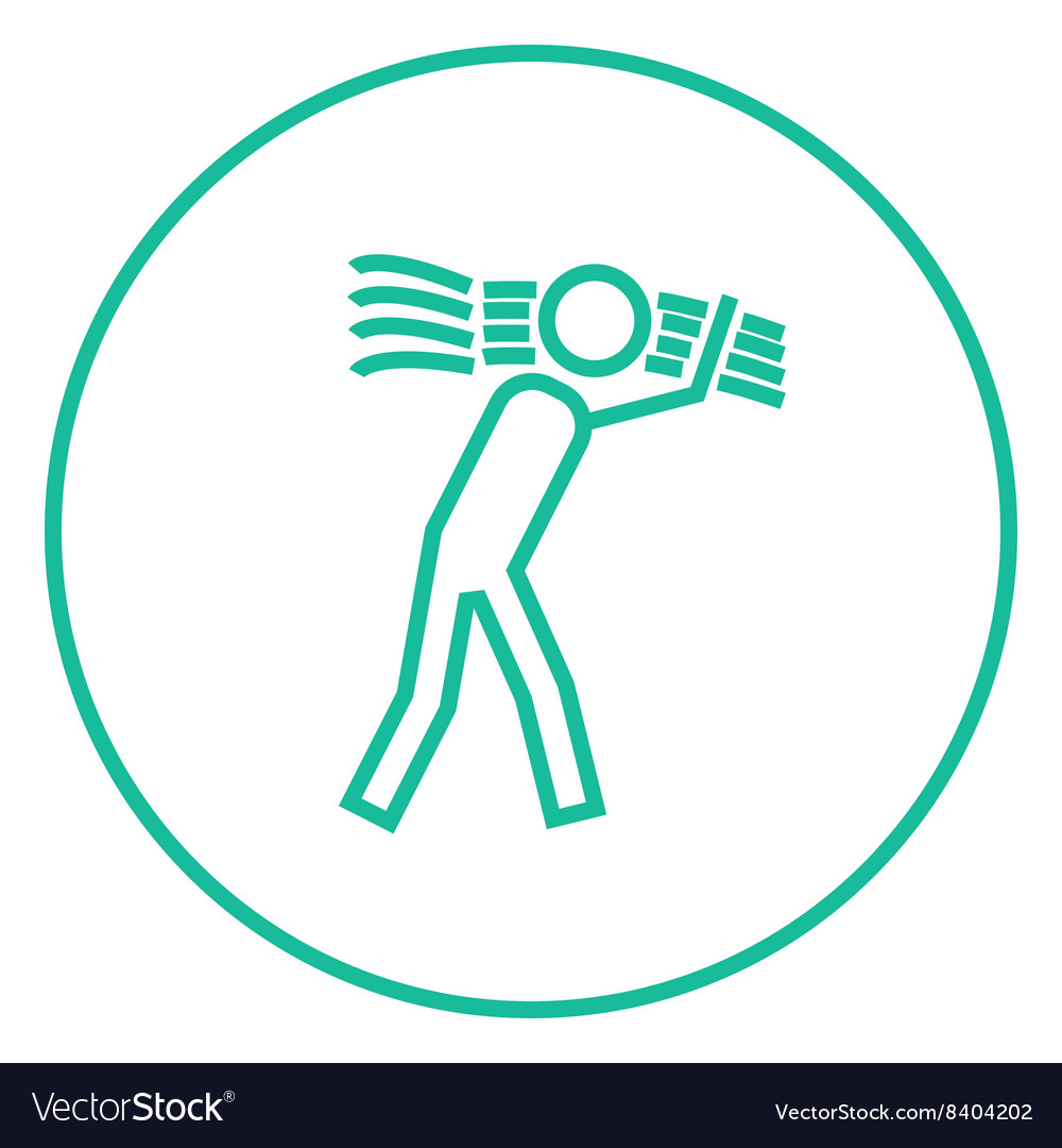 Man carrying wheat line icon