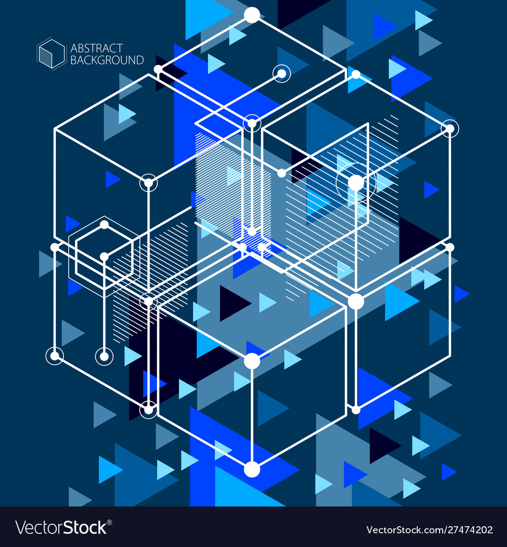 Mechanical scheme dark blue engineering drawing Vector Image