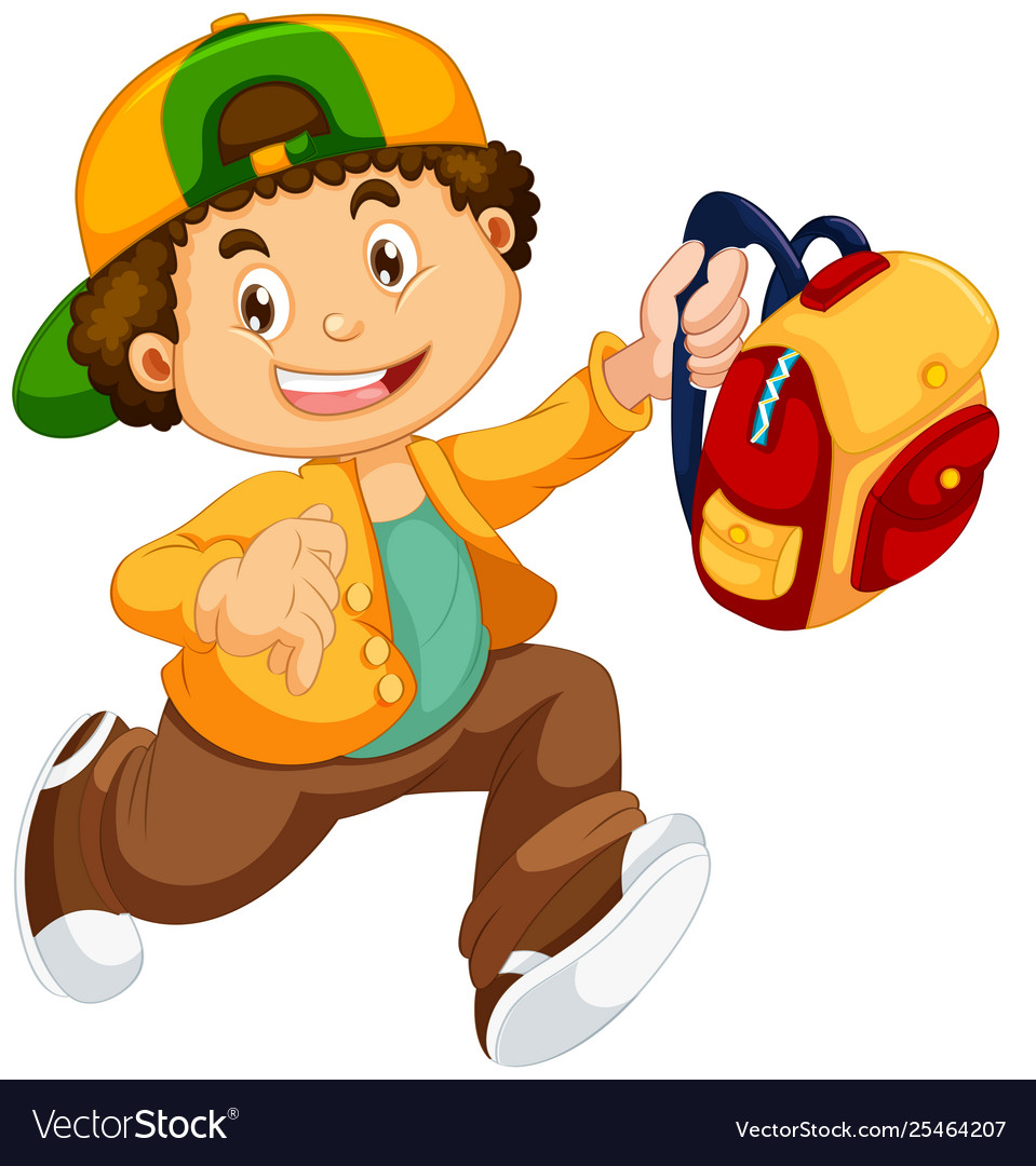 A boy going to school Royalty Free Vector Image