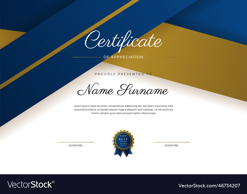 Certificate of appreciation template gold Vector Image