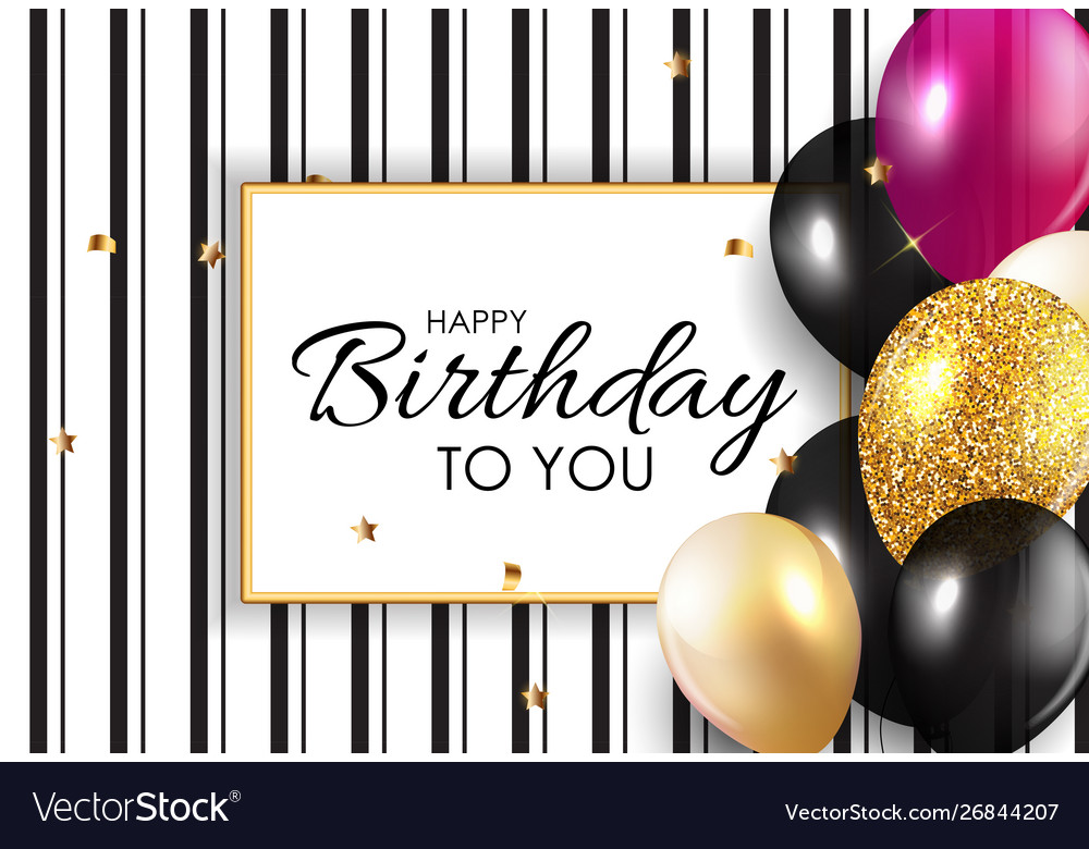 Glossy happy birthday balloons background Vector Image