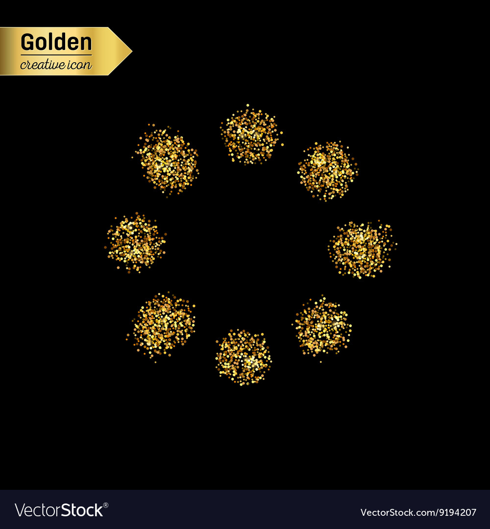 Gold glitter icon of loading isolated